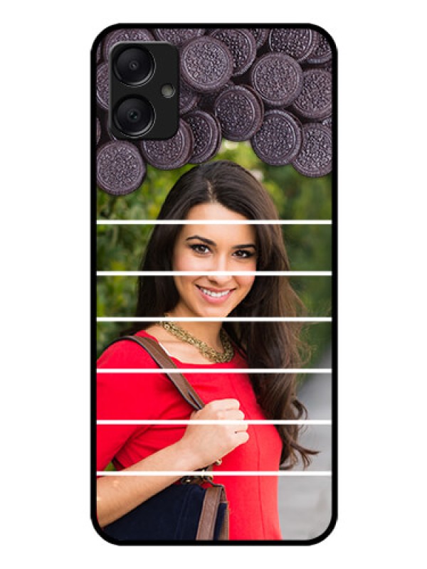 Custom Galaxy M05 Custom Glass Phone Case - With Oreo Biscuit Design
