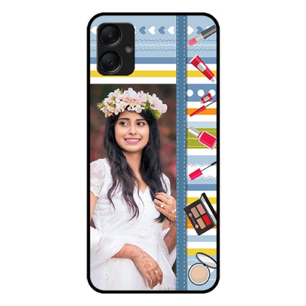 Galaxy M05 Custom Glass Phone Case - Makeup Icons Design