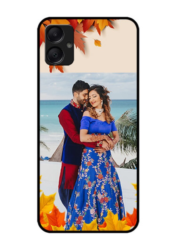 Galaxy M05 Custom Glass Phone Case - Autumn Maple Leaves Design