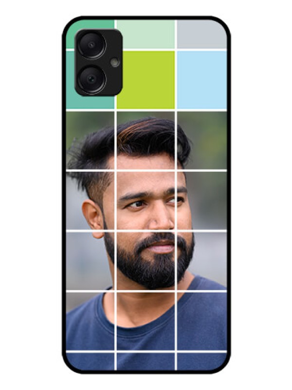 Custom Galaxy M05 Custom Glass Phone Case - With White Box Pattern