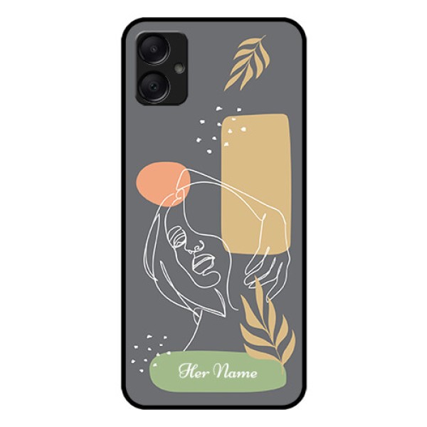 Galaxy M05 Custom Glass Phone Case - Gazing Woman Line Art Design