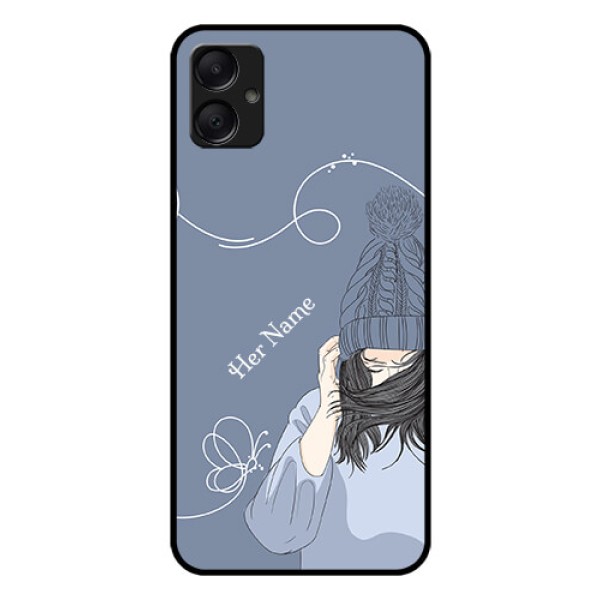 Galaxy M05 Custom Glass Phone Case - Girl In Winter Outfit Design