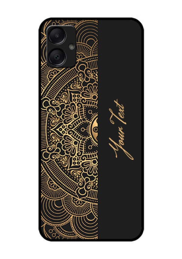 Galaxy M05 Custom Glass Phone Case - Mandala Art With Custom Text Design