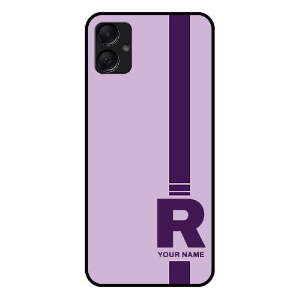 Galaxy M05 Custom Glass Phone Case - Simple Dual Tone Stripe With Name Design Galaxy M05 Custom Glass Phone Case - Simple Dual Tone Stripe With Name Design