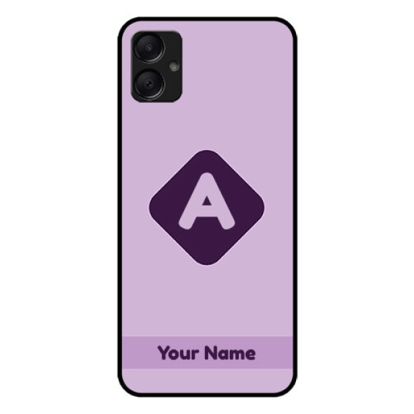 Galaxy M05 Custom Glass Phone Case - Custom Letter In Curved Badge Design Galaxy M05 Custom Glass Phone Case - Custom Letter In Curved Badge Design