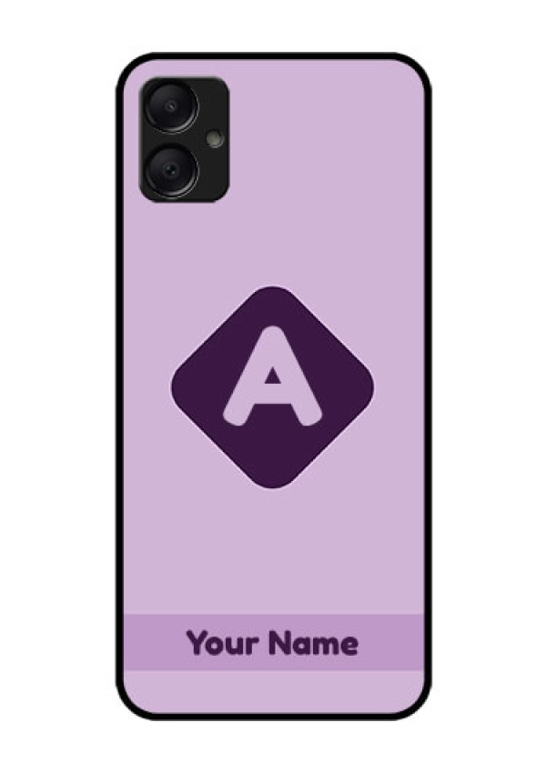Galaxy M05 Custom Glass Phone Case - Custom Letter In Curved Badge Design
