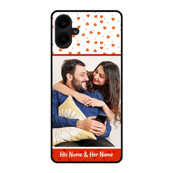 Galaxy M06 Custom Glass Phone Case - Orange Love Symbol Design