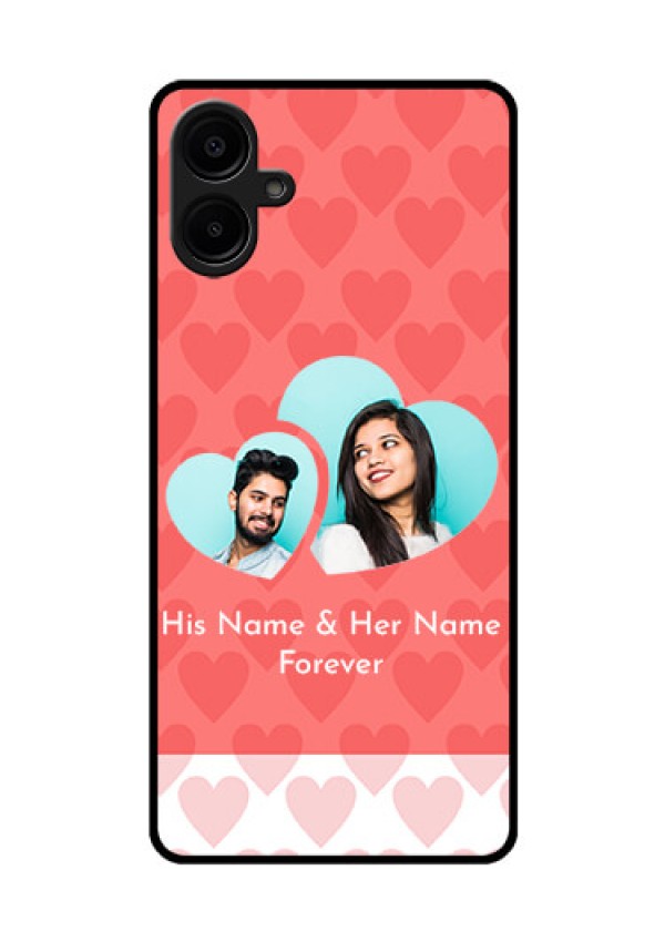 Galaxy M06 Custom Glass Phone Case - Couple Pic Upload Design