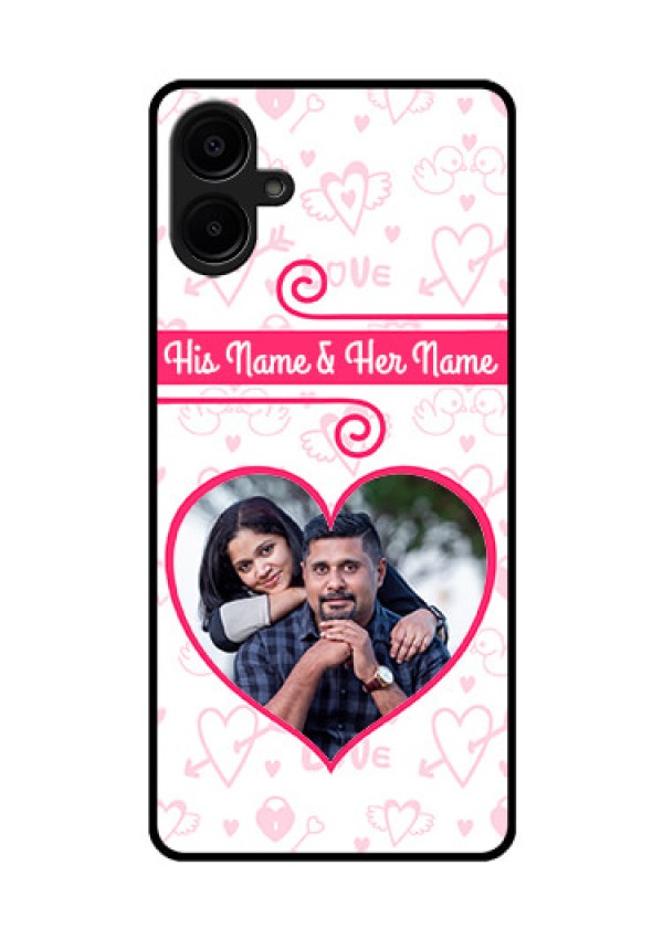 Galaxy M06 Custom Glass Phone Case - Heart Shape Love Design