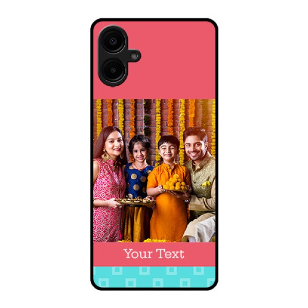 Galaxy M06 Custom Glass Phone Case - Peach and Blue Color Design Galaxy M06 Custom Glass Phone Case - Peach and Blue Color Design