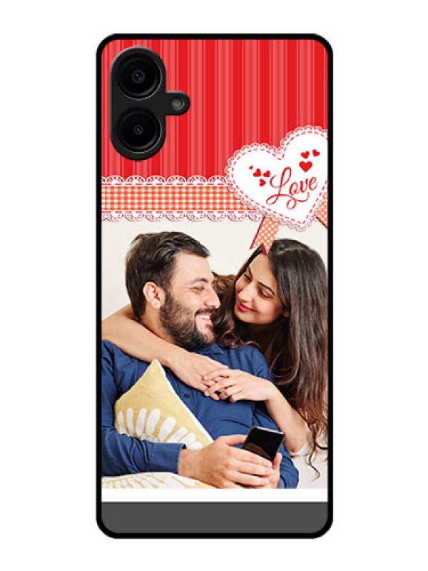 Custom Galaxy M06 Custom Glass Phone Case - Red Love Pattern Design