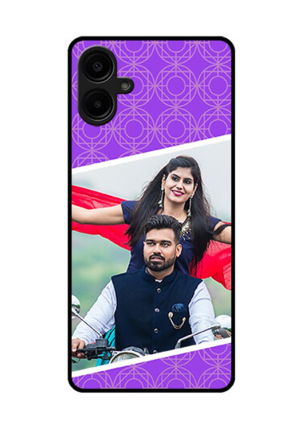 Galaxy M06 Custom Glass Phone Case - Violet Color Pattern Design