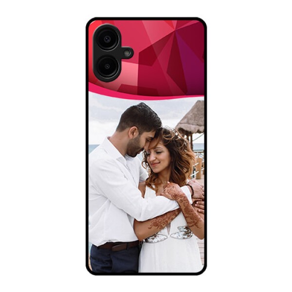 Galaxy M06 Custom Glass Phone Case - Red Abstract Design