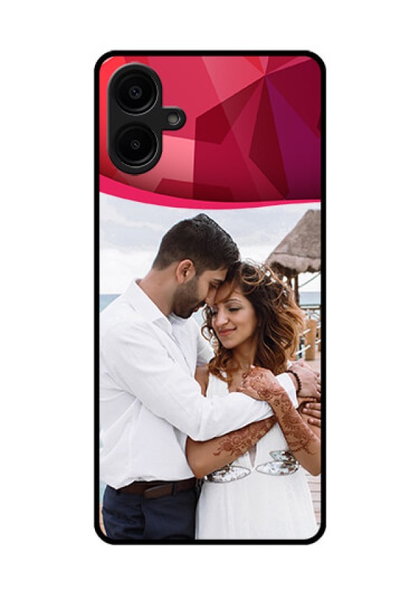 Galaxy M06 Custom Glass Phone Case - Red Abstract Design