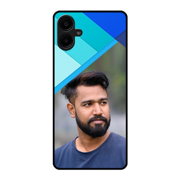 Galaxy M06 Custom Glass Phone Case - Blue Pattern Design