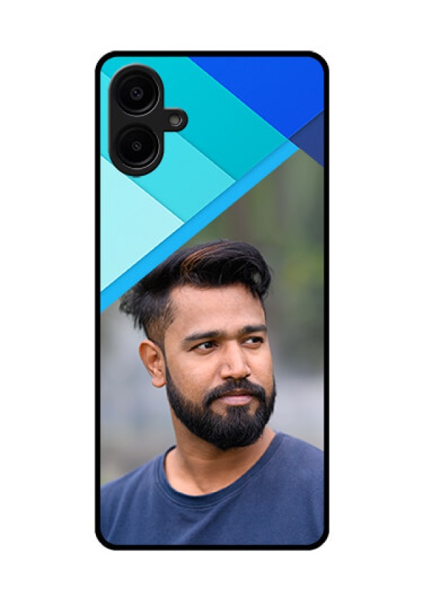 Galaxy M06 Custom Glass Phone Case - Blue Pattern Design