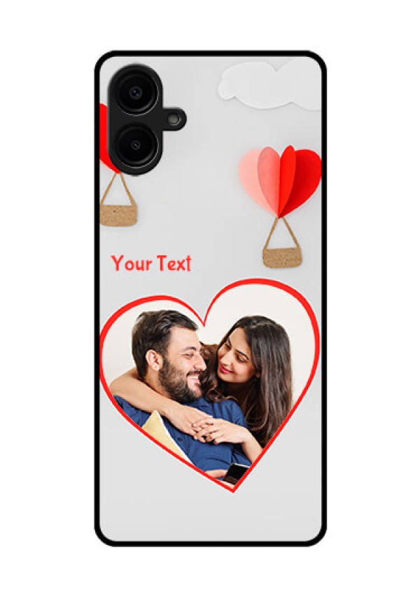 Galaxy M06 Custom Glass Phone Case - Parachute Love Design