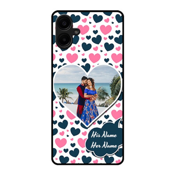 Galaxy M06 Custom Glass Phone Case - Pink and Blue Heart Design