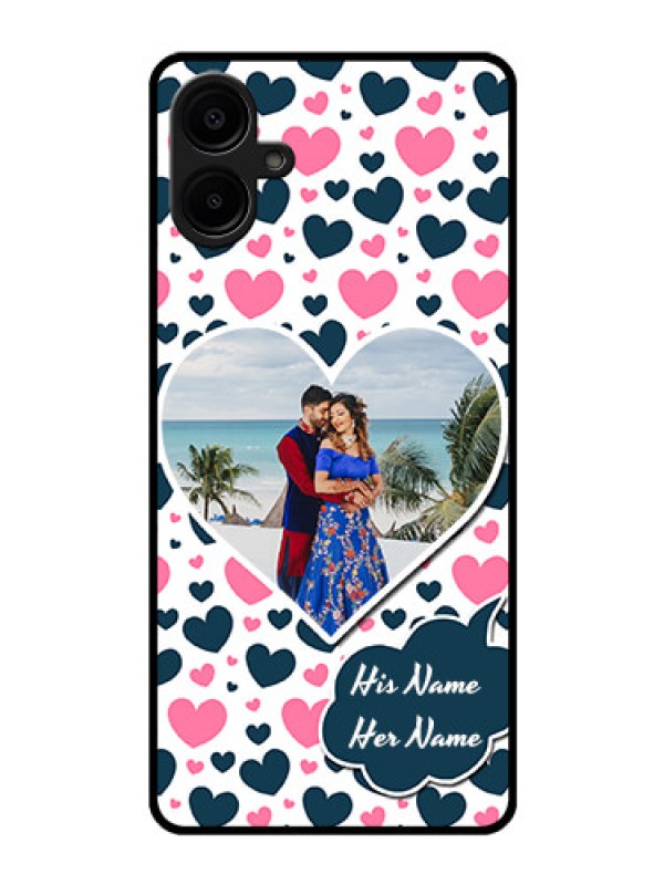 Custom Galaxy M06 Custom Glass Phone Case - Pink and Blue Heart Design