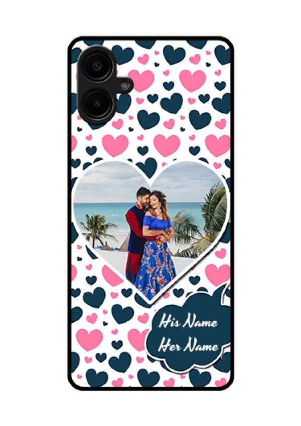 Galaxy M06 Custom Glass Phone Case - Pink and Blue Heart Design
