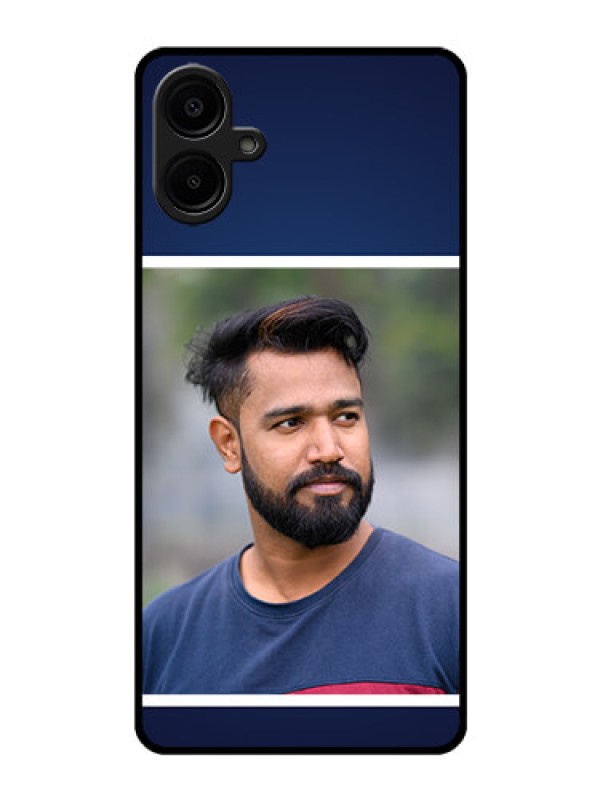 Custom Galaxy M06 Custom Glass Phone Case - Simple Royal Blue Design