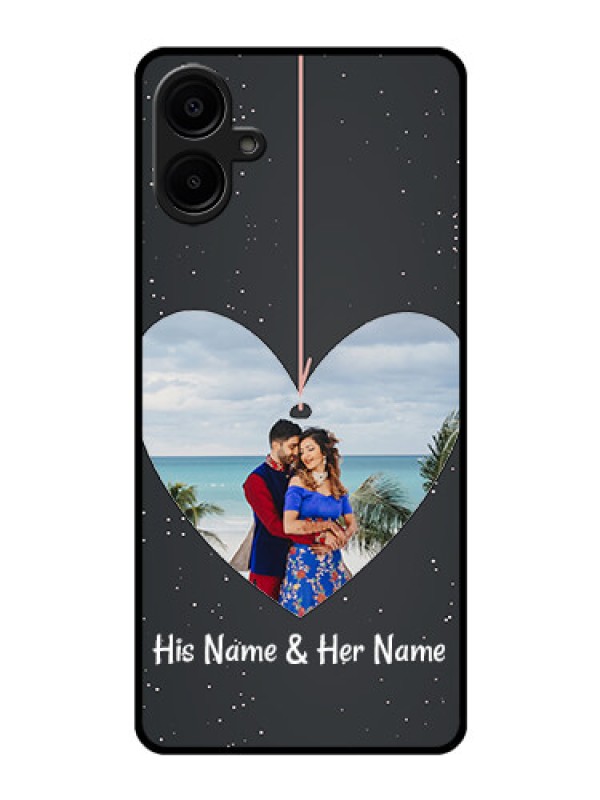 Custom Galaxy M06 Custom Glass Phone Case - Hanging Heart Design