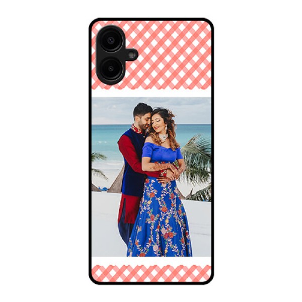 Galaxy M06 Custom Glass Phone Case - Pink Pattern Design