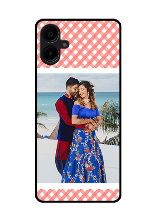 Galaxy M06 Custom Glass Phone Case - Pink Pattern Design