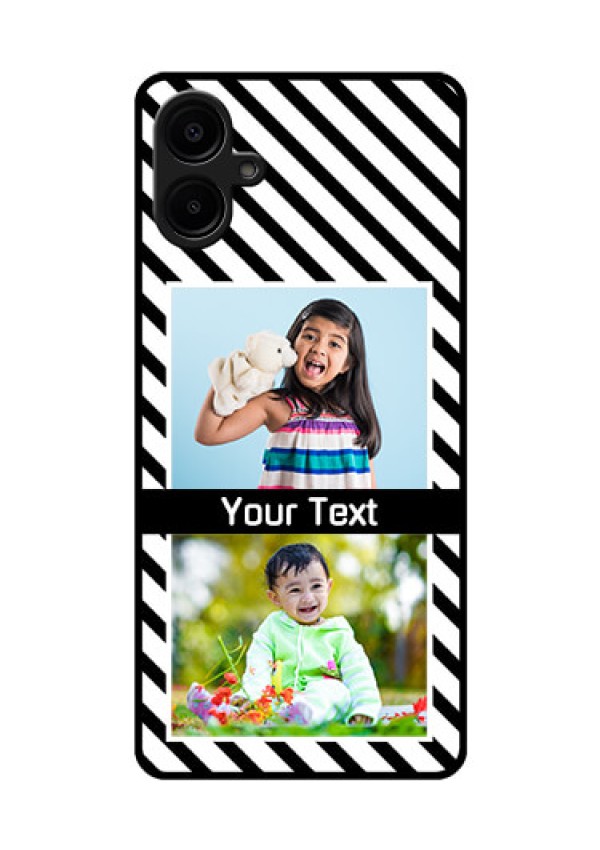 Galaxy M06 Custom Glass Phone Case - Black And White Stripes Design
