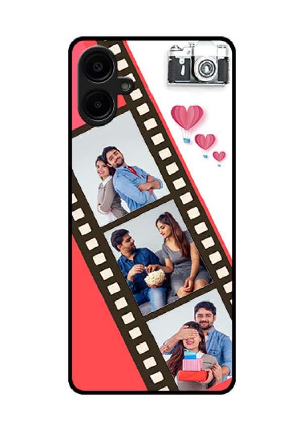 Galaxy M06 Custom Glass Phone Case - 3 Image Holder With Film Reel