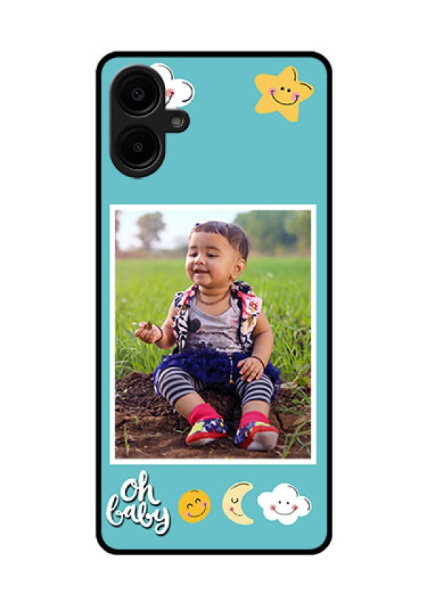 Galaxy M06 Custom Glass Phone Case - Smiley Kids Stars Design
