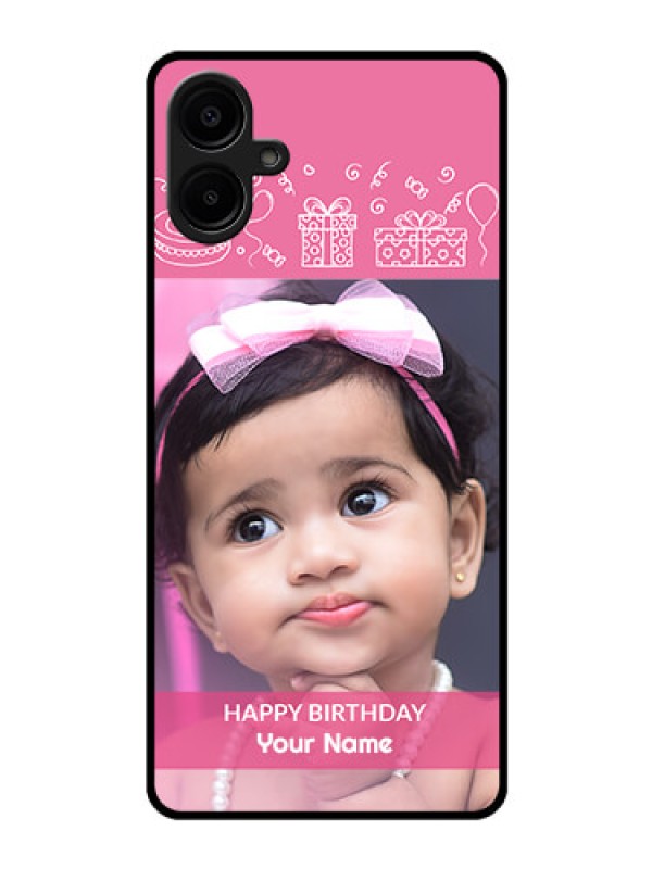 Custom Galaxy M06 Custom Glass Phone Case - With Birthday Line Art Design