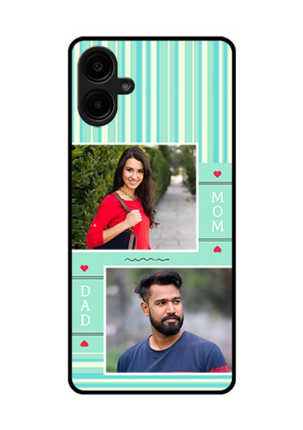 Galaxy M06 Custom Glass Phone Case - Mom and Dad Pic Design