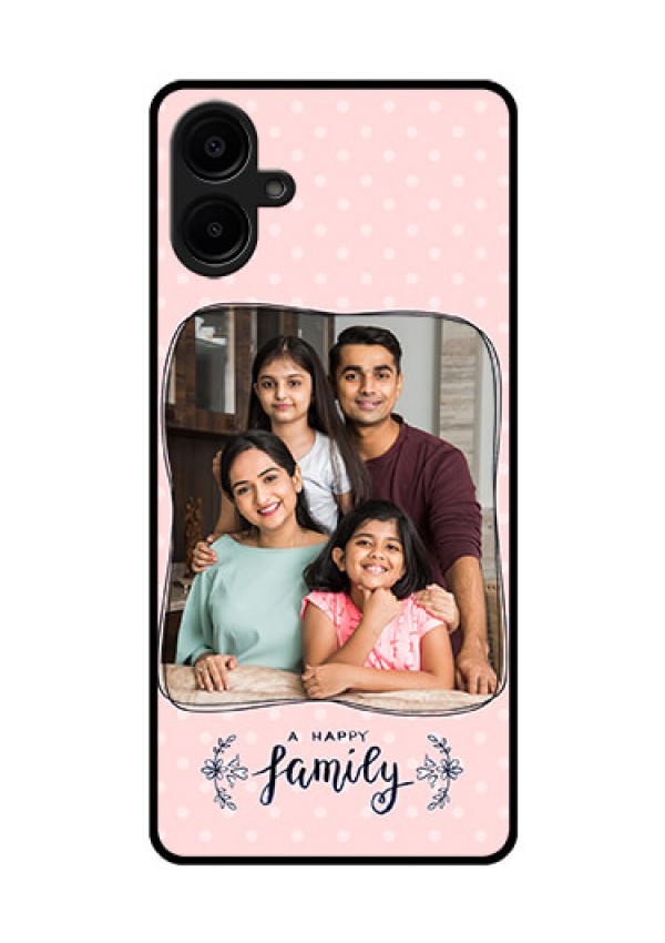Galaxy M06 Custom Glass Phone Case - Family With Dots Design