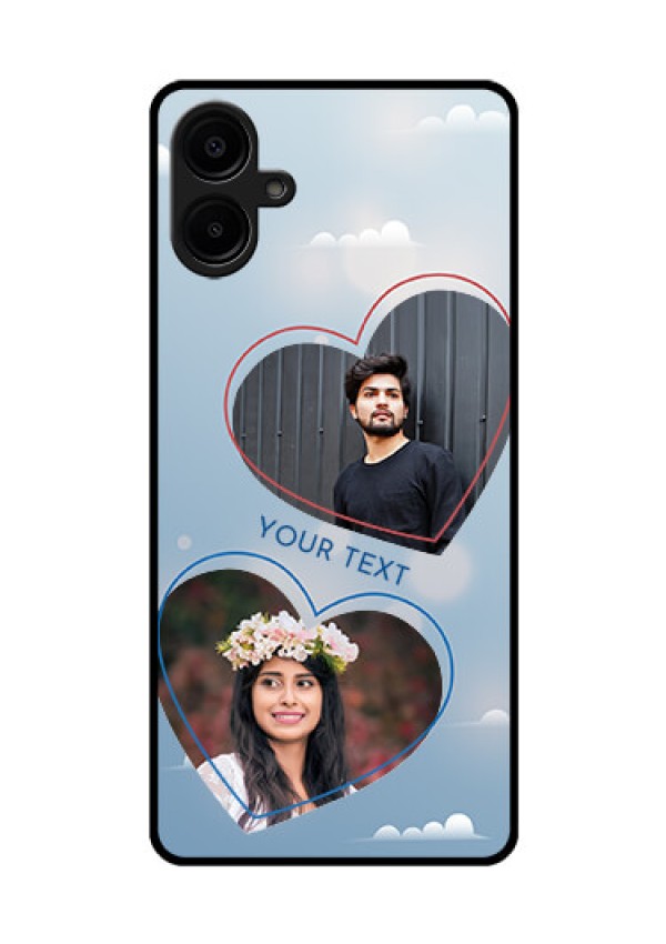 Galaxy M06 Custom Glass Phone Case - Blue Color Couple Design