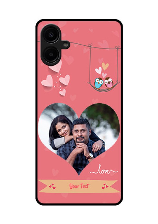 Galaxy M06 Custom Glass Phone Case - Peach Color Love Design