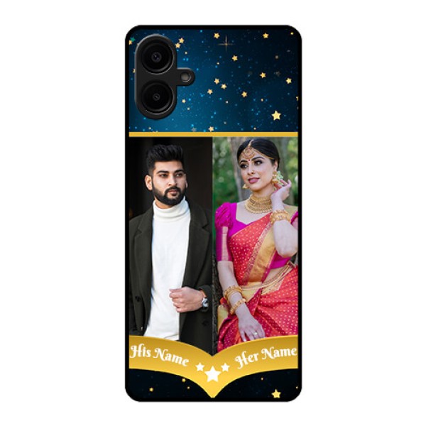 Galaxy M06 Custom Glass Phone Case - Galaxy Stars Backdrop Design