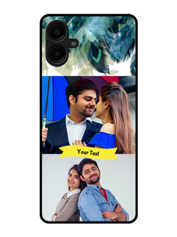 Custom Galaxy M06 Custom Glass Phone Case - Image With Boho Peacock Feather Design