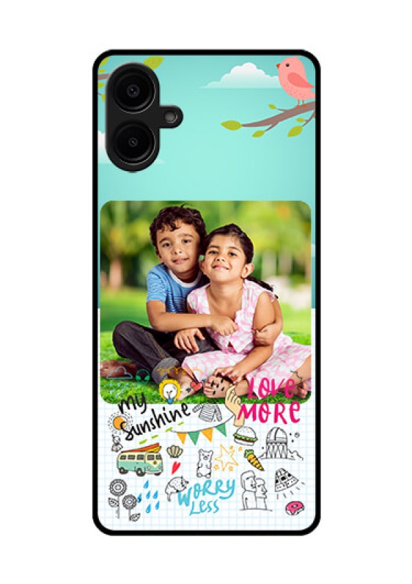 Galaxy M06 Custom Glass Phone Case - Doodle Love Design
