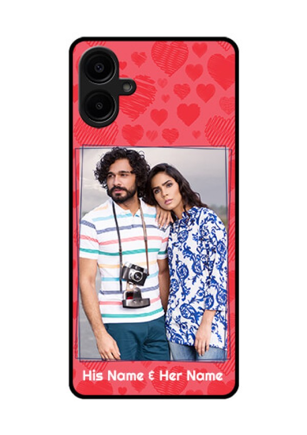Galaxy M06 Custom Glass Phone Case - With Red Heart Symbols Design
