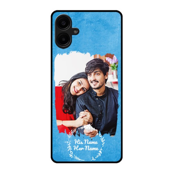 Galaxy M06 Custom Glass Phone Case - Blue Color Vintage Design