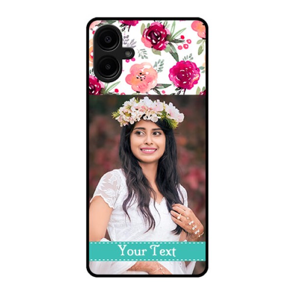 Galaxy M06 Custom Glass Phone Case - Water Colors Floral Design