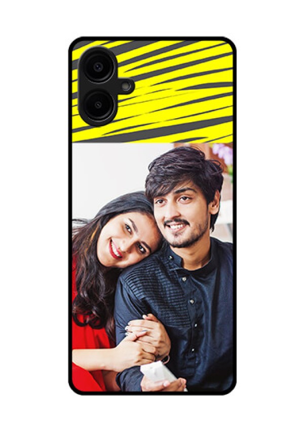 Galaxy M06 Custom Glass Phone Case - Yellow Abstract Design