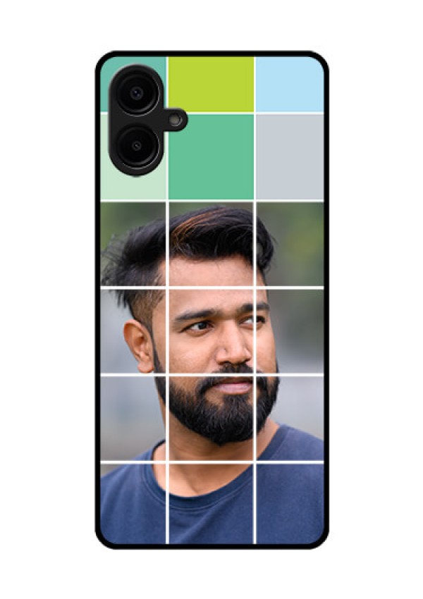 Galaxy M06 Custom Glass Phone Case - With White Box Pattern