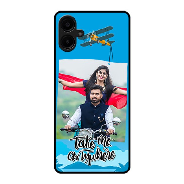 Galaxy M06 Custom Glass Phone Case - Traveller Design