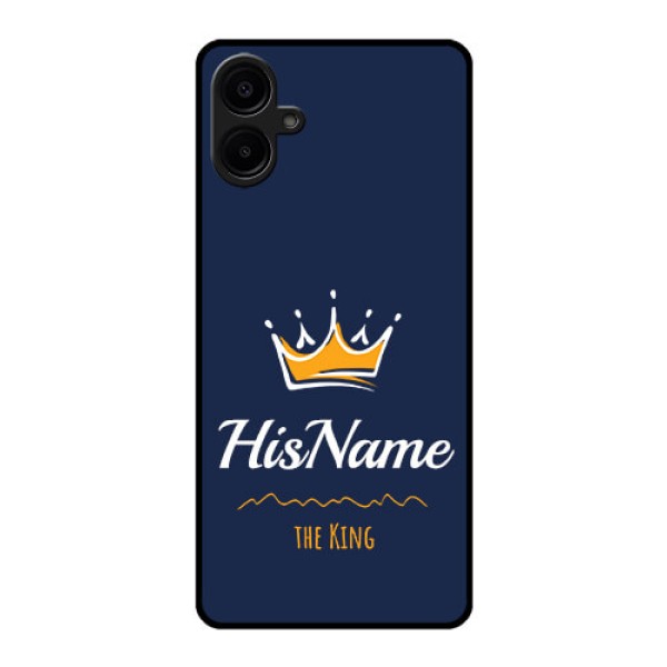 Galaxy M06 Custom Glass Phone Case - King With Name Design