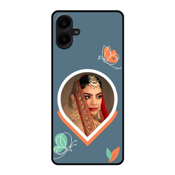 Galaxy M06 Custom Glass Phone Case - Droplet Butterflies Design