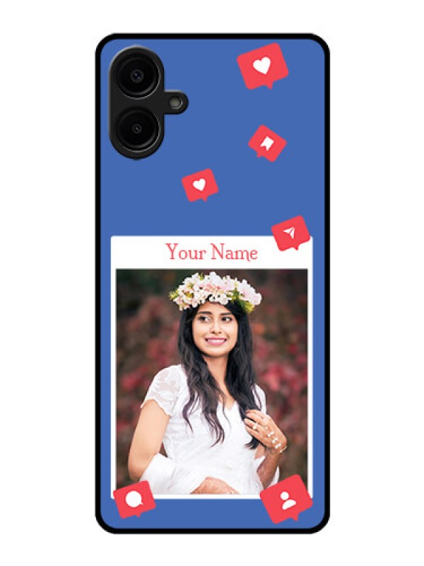 Custom Galaxy M06 Custom Glass Phone Case - Like Share And Comment Design