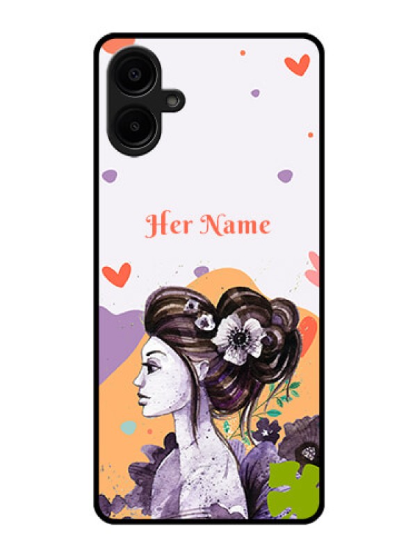Custom Galaxy M06 Custom Glass Phone Case - Woman And Nature Design
