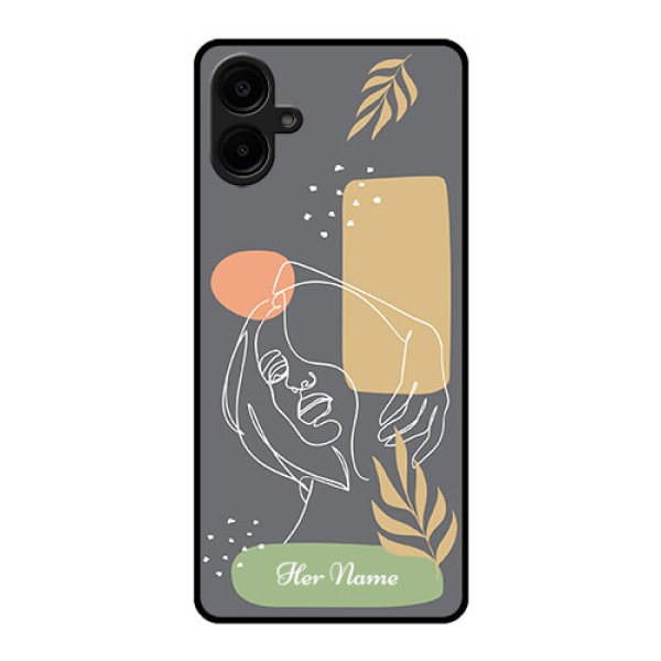 Galaxy M06 Custom Glass Phone Case - Gazing Woman Line Art Design